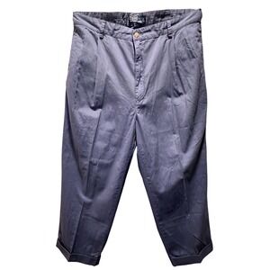 Polo by Ralph Lauren Men's Hammond Pants Blue Cotton Pleated Cropped Size 38/32